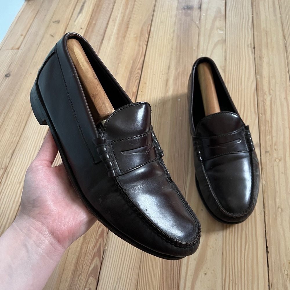 Florsheim Imperial Mens Burgundy Leather Penny Loafers Beefroll 93053 Size 10